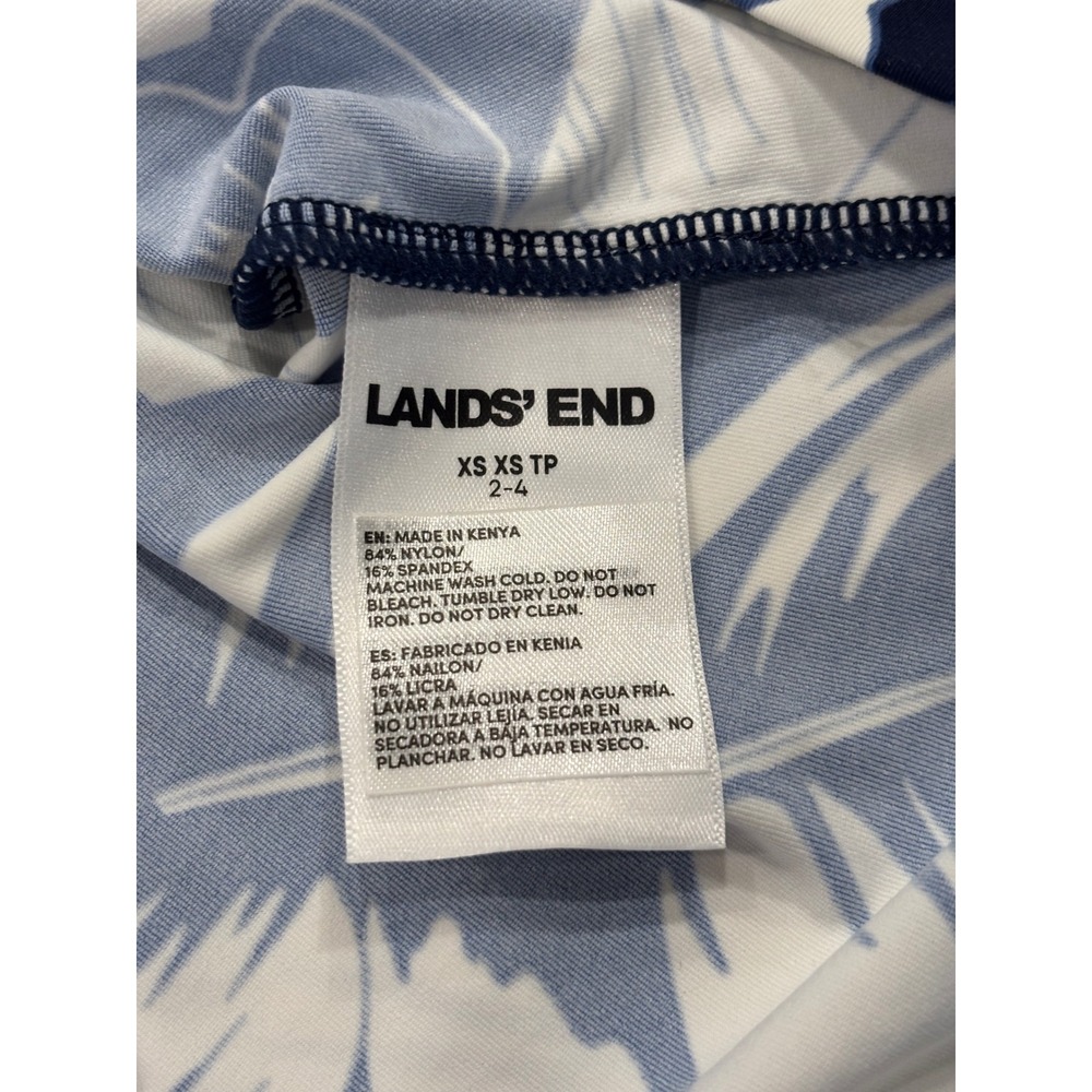 Lands' End XS Rash Guard Women Blue Tropical Floral UPF 50 Long Sleeve Swim - Picture 6 of 6